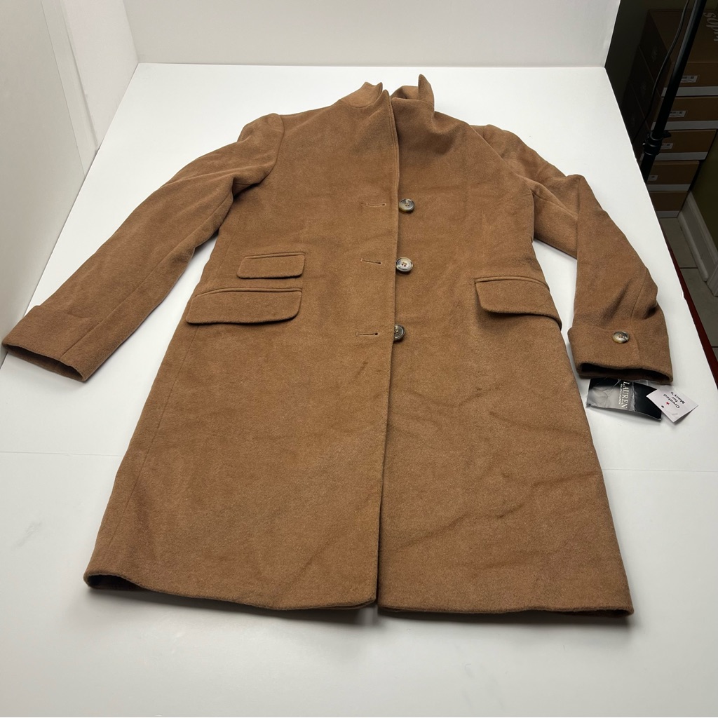 Lauren Ralph Lauren Single Breasted Reefer Coat Sz 4 Lr2523 New Vicuna New *Flaw